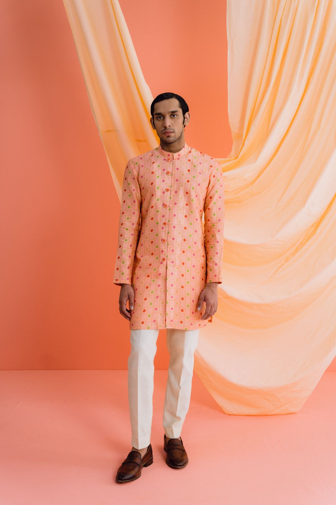 Buy Coral Kurta Set For Men Online | Drishti & Zahabia
